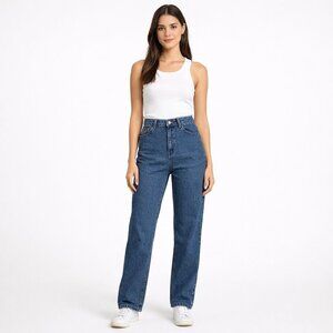Lee Riders Jeans Womens 14M High Waist Denim Pants Vintage Medium Wash Tapered L